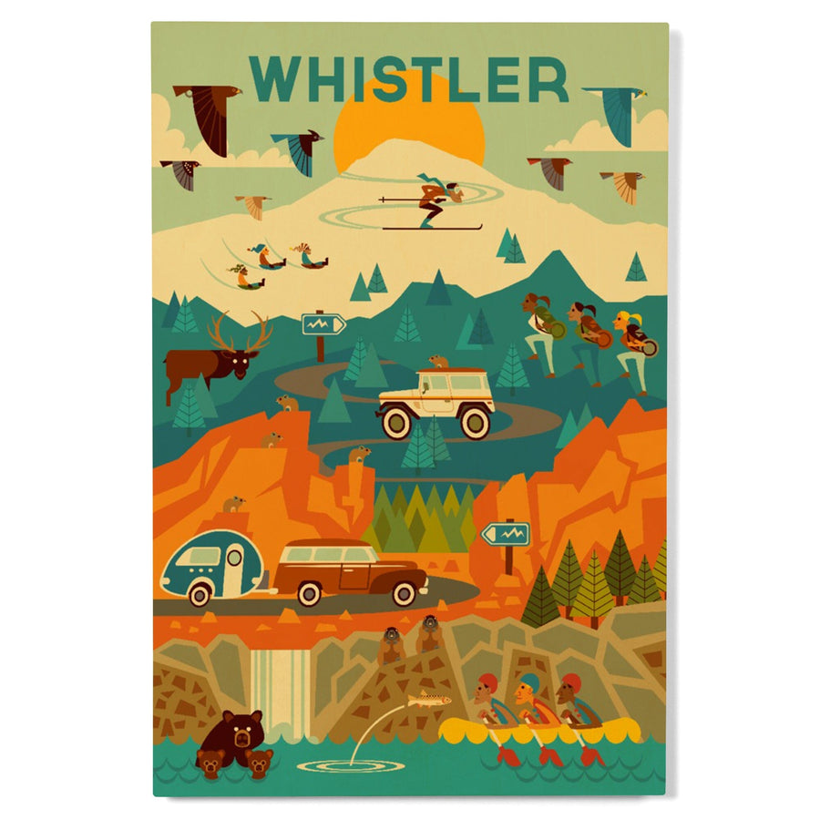 Whistler, Pacific Wonderland, Geometric, Lantern Press Artwork, Wood Signs and Postcards Wood Lantern Press 