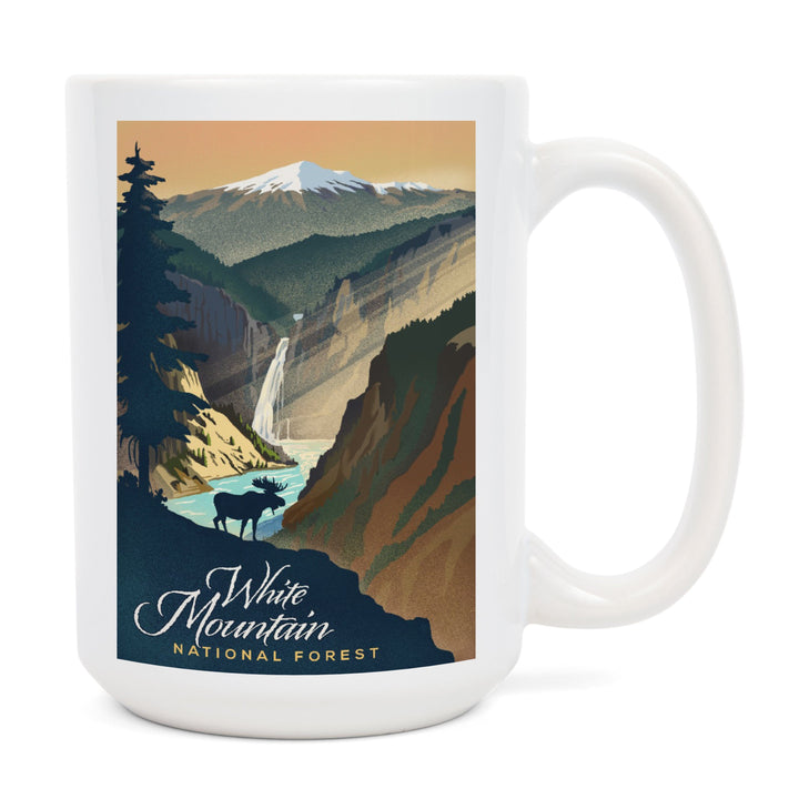 White Mountain National Forest, New Hampshire, Lithograph, Ceramic Mug Mugs Lantern Press 