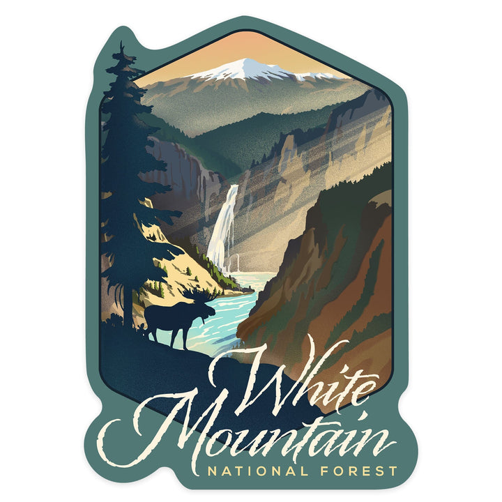 White Mountain National Forest, New Hampshire, Lithograph, Contour, Lantern Press Artwork, Vinyl Sticker Sticker Lantern Press 