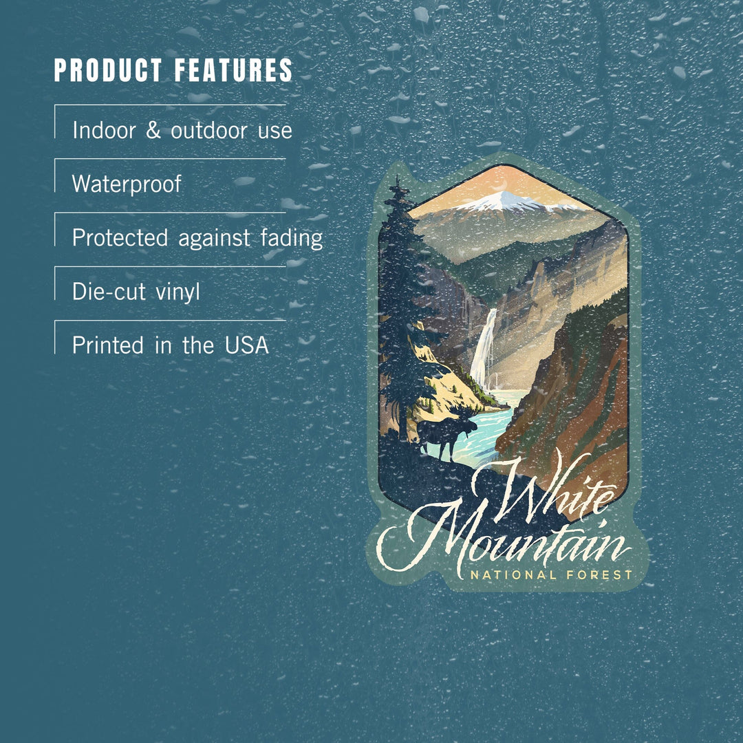 White Mountain National Forest, New Hampshire, Lithograph, Contour, Lantern Press Artwork, Vinyl Sticker Sticker Lantern Press 