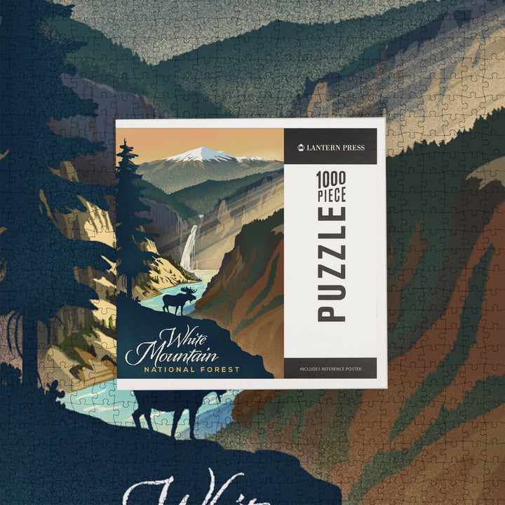 White Mountain National Forest, New Hampshire, Lithograph, Jigsaw Puzzle Puzzle Lantern Press 