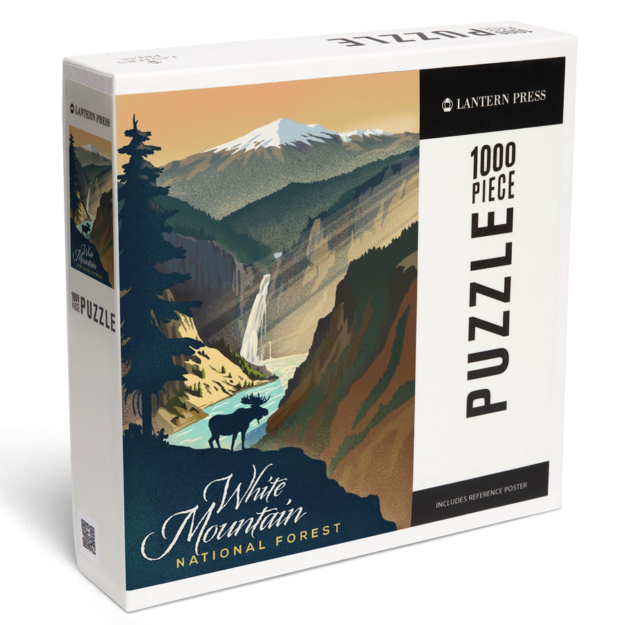 White Mountain National Forest, New Hampshire, Lithograph, Jigsaw Puzzle Puzzle Lantern Press 