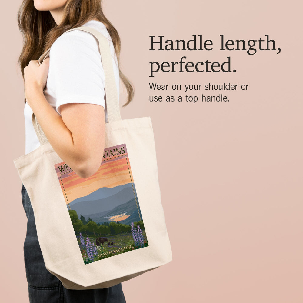White Mountains, New Hampshire, Bear and Cubs with Flowers, Tote Bag Totes Lantern Press 