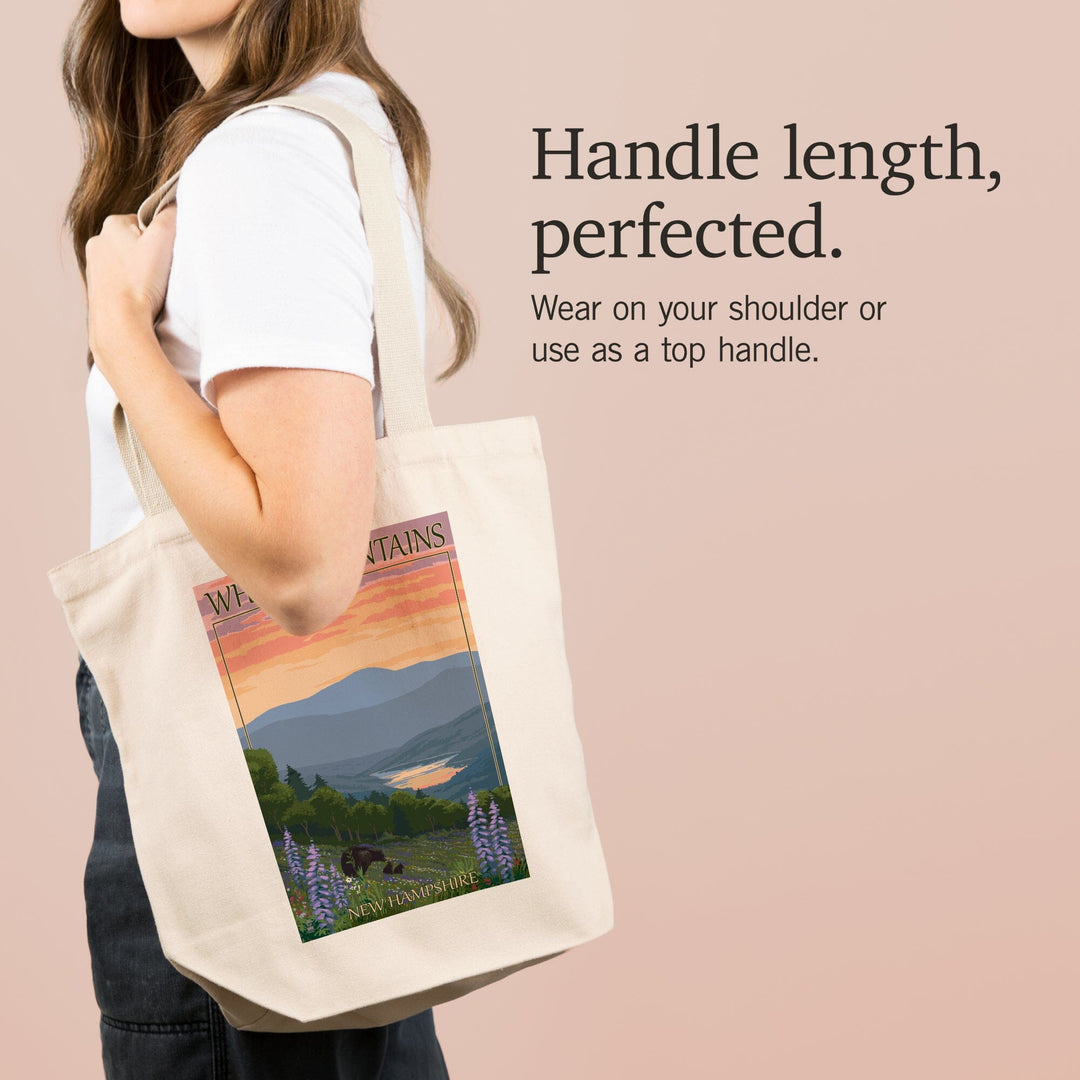 White Mountains, New Hampshire, Bear and Cubs with Flowers, Tote Bag Totes Lantern Press 