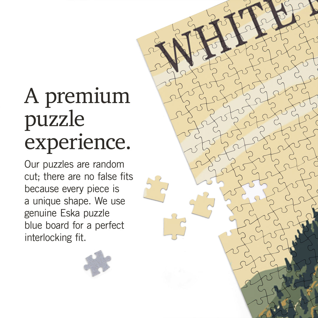 White Mountains, New Hampshire, Live Free and Climb Hiker Scene, Jigsaw Puzzle Puzzle Lantern Press 