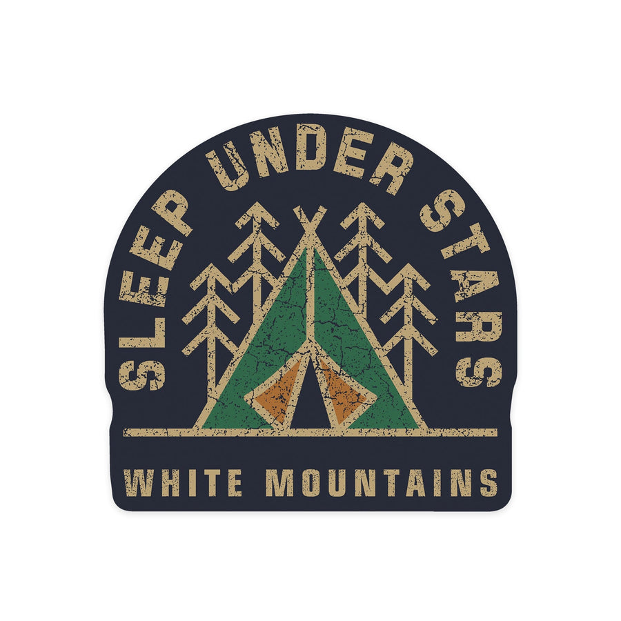 White Mountains, New Hampshire, Sleep Under the Stars, Camping, Contour, Vinyl Sticker Sticker Lantern Press 