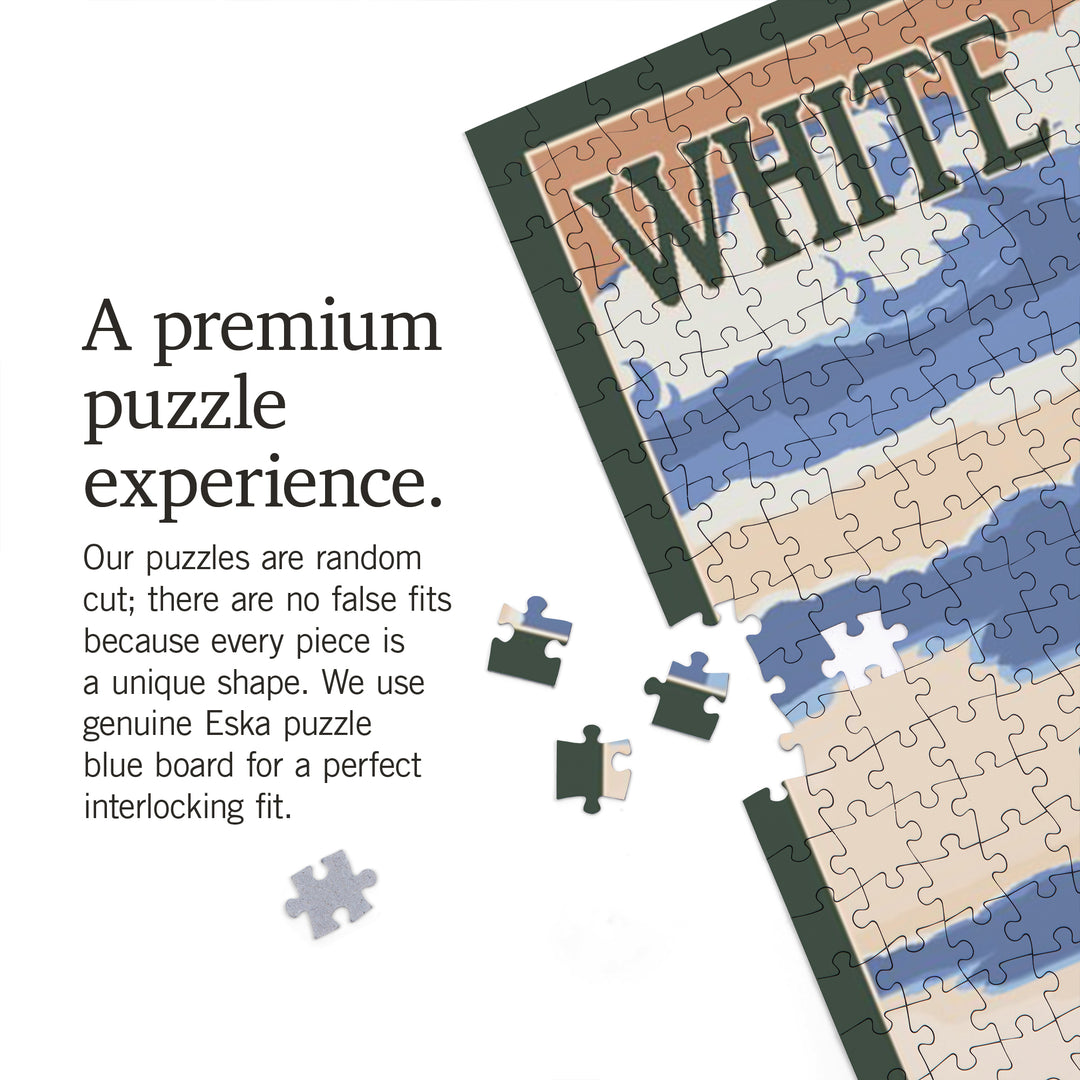 White Mountains, New Hampshire, Snowman and Cabin, Jigsaw Puzzle Puzzle Lantern Press 