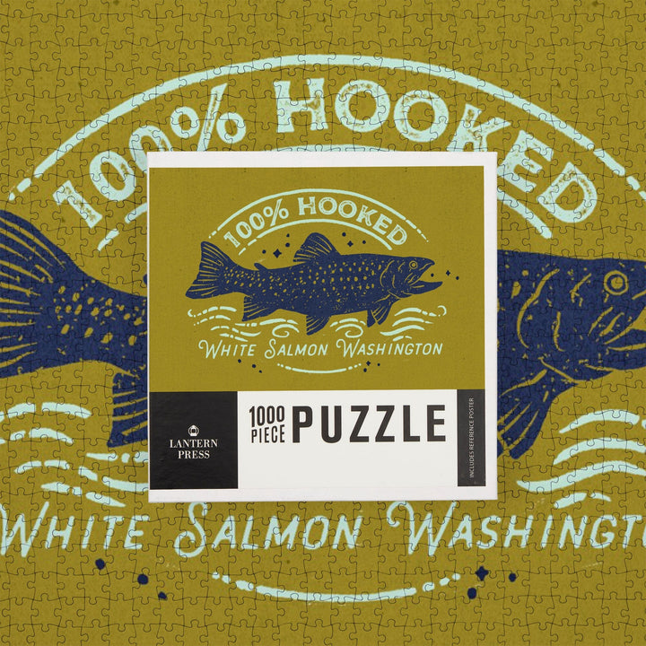 White Salmon, Washington, Lake Life Series, 100 Percent Hooked, Jigsaw Puzzle Puzzle Lantern Press 