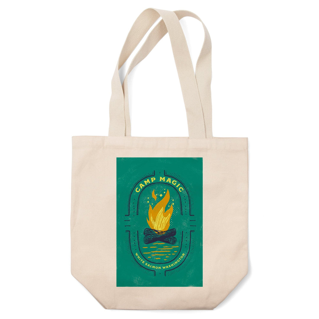 White Salmon, Washington, Lake Life Series, Camp Magic, Contour, Tote Bag Totes Lantern Press 