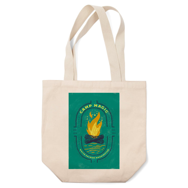 White Salmon, Washington, Lake Life Series, Camp Magic, Contour, Tote Bag Totes Lantern Press 