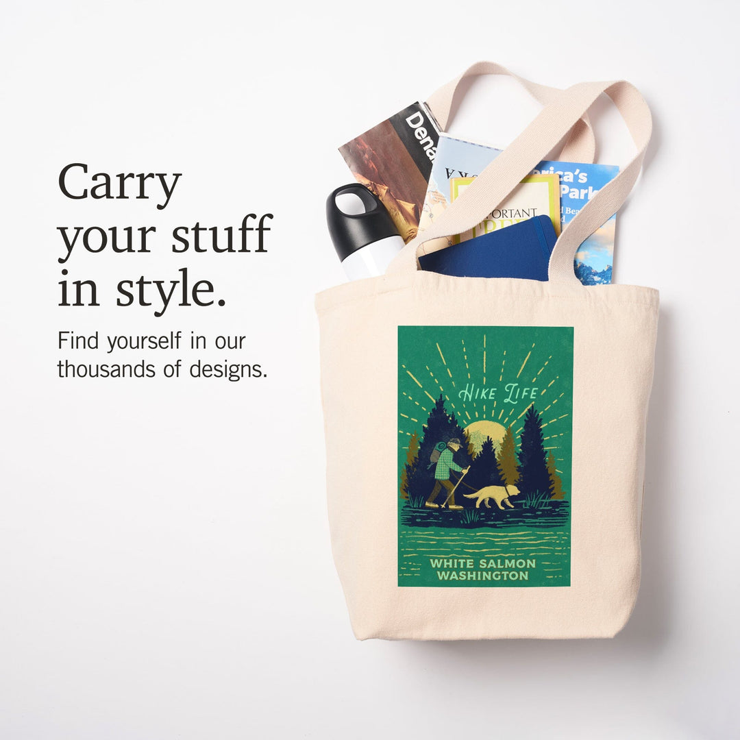White Salmon, Washington, Lake Life Series, Hike Life, Tote Bag Totes Lantern Press 