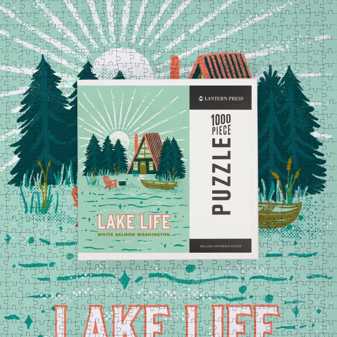 White Salmon, Washington, Lake Life Series, Lake Life, Jigsaw Puzzle Puzzle Lantern Press 