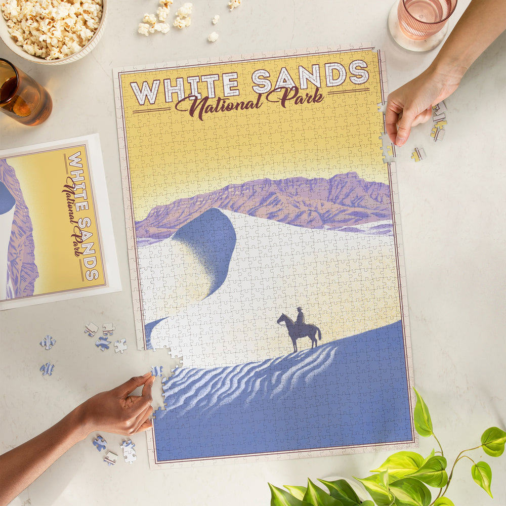 White Sands National Park, Litho, Jigsaw Puzzle Puzzle Lantern Press 
