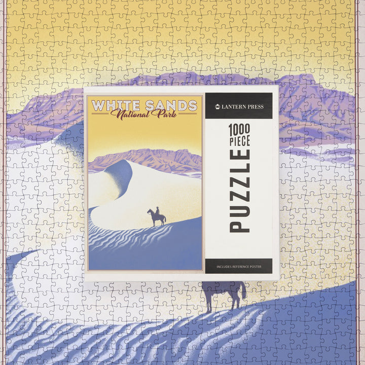 White Sands National Park, Litho, Jigsaw Puzzle Puzzle Lantern Press 