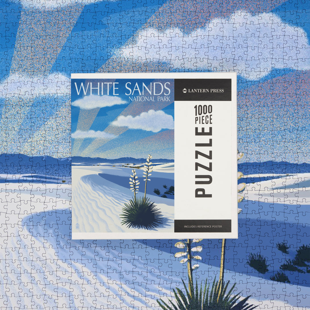 White Sands National Park, New Mexico, Day Scene, Lithograph, Jigsaw Puzzle Puzzle Lantern Press 