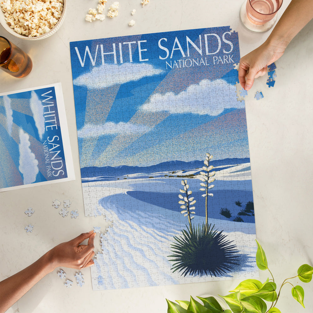 White Sands National Park, New Mexico, Day Scene, Lithograph, Jigsaw Puzzle Puzzle Lantern Press 