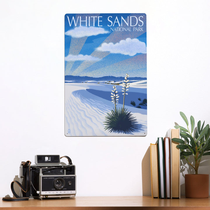 White Sands National Park, New Mexico, Day Scene, Lithograph, Metal Signs Metal Lantern Press 