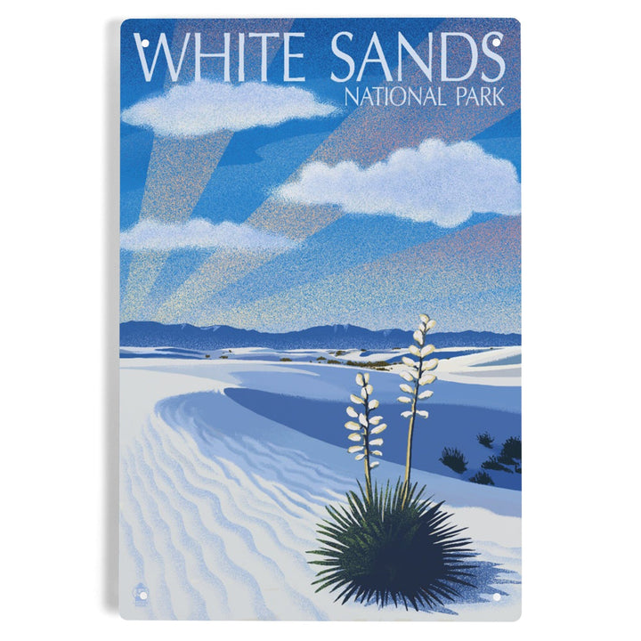 White Sands National Park, New Mexico, Day Scene, Lithograph, Metal Signs Metal Lantern Press 