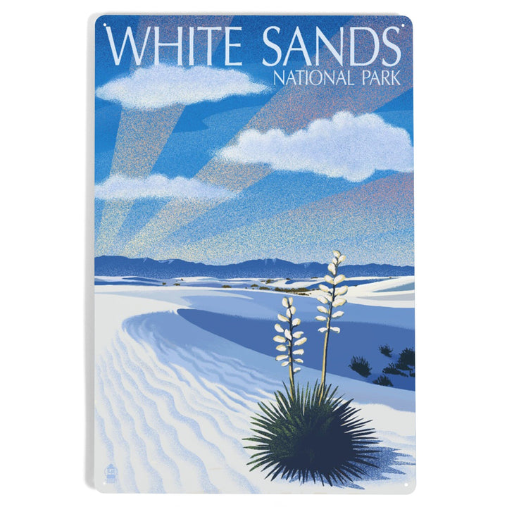 White Sands National Park, New Mexico, Day Scene, Lithograph, Metal Signs Metal Lantern Press 