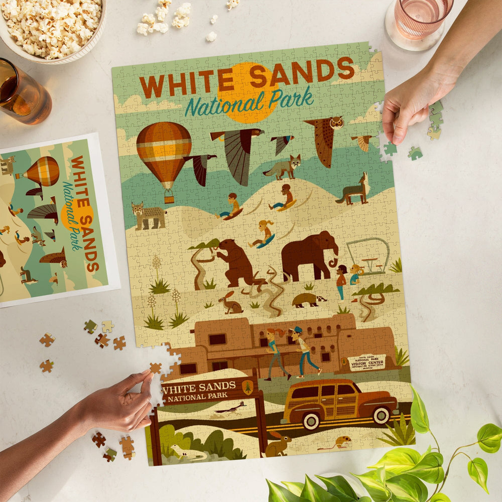 White Sands National Park, New Mexico, Geometric National Park Series, Jigsaw Puzzle Puzzle Lantern Press 