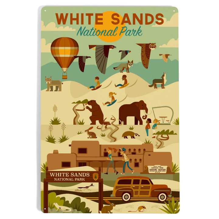 White Sands National Park, New Mexico, Geometric National Park Series, Metal Signs Metal Lantern Press 