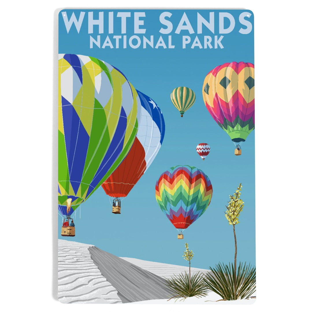 White Sands National Park, New Mexico, Hot Air Balloons, Metal Signs Metal Lantern Press 