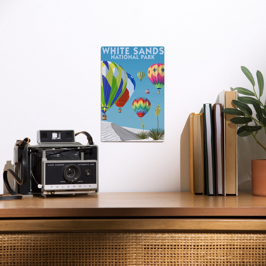 White Sands National Park, New Mexico, Hot Air Balloons, Metal Signs Metal Lantern Press 