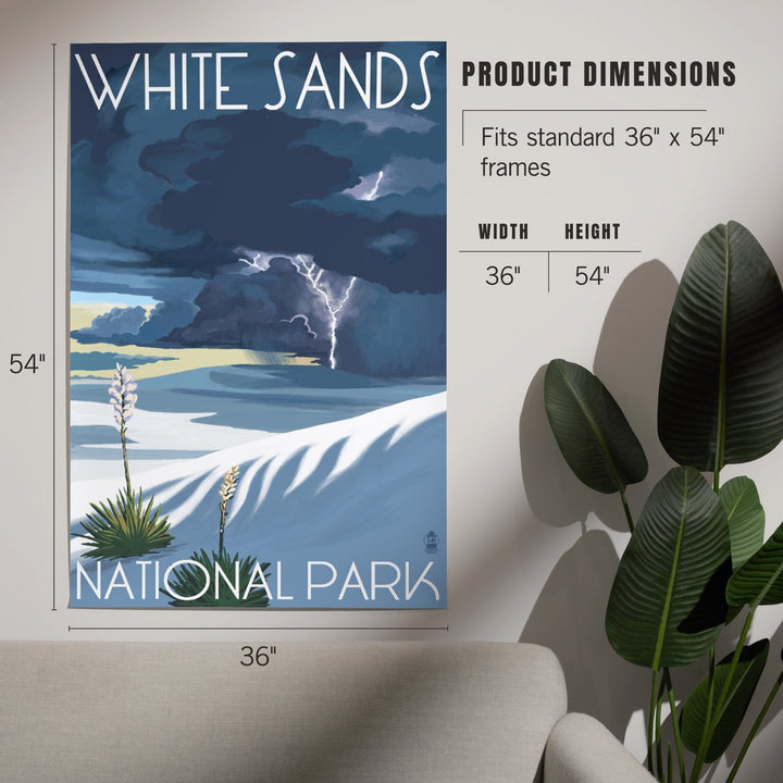 White Sands National Park, New Mexico, Lightning Storm, Art & Giclee Prints Art Lantern Press 