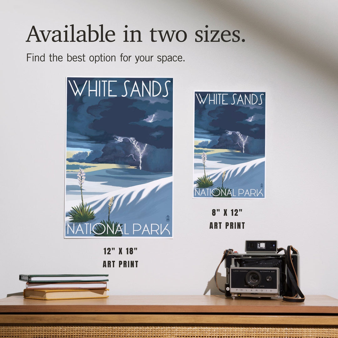 White Sands National Park, New Mexico, Lightning Storm, Art & Giclee Prints Art Lantern Press 