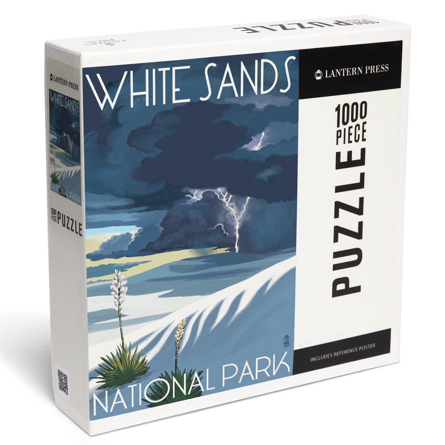 White Sands National Park, New Mexico, Lightning Storm, Jigsaw Puzzle Puzzle Lantern Press 
