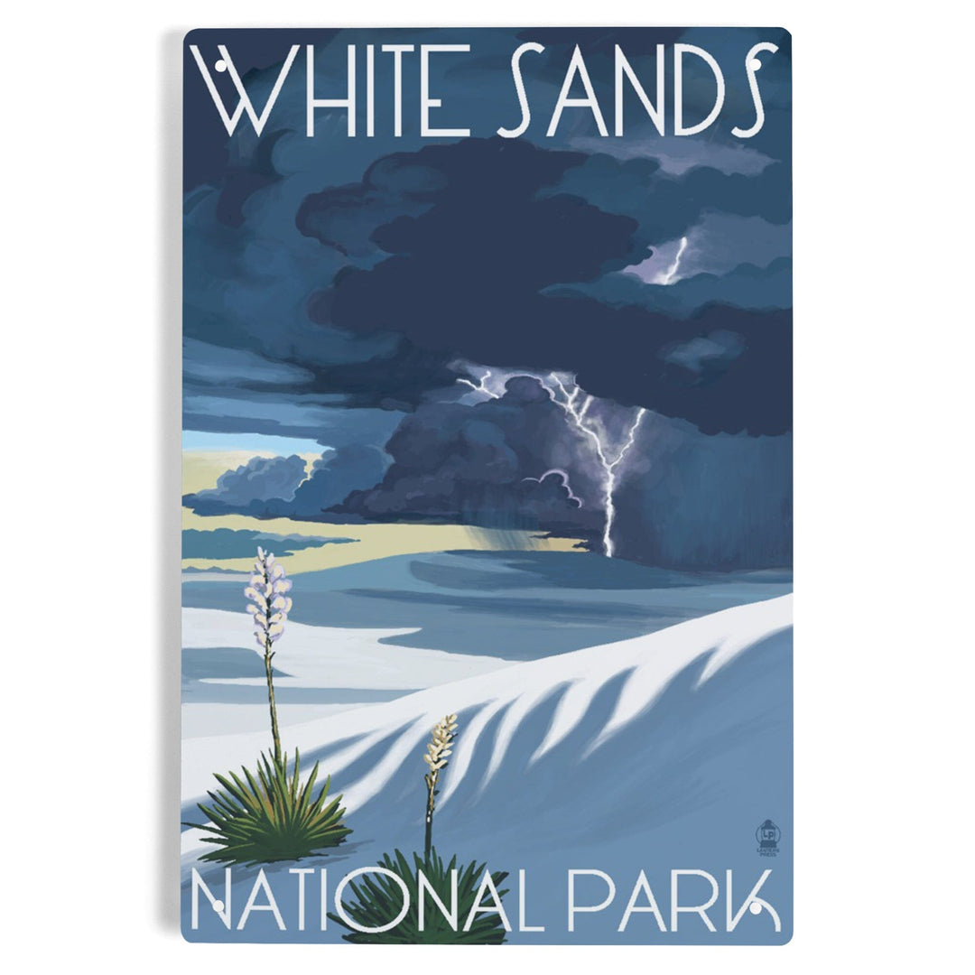 White Sands National Park, New Mexico, Lightning Storm, Metal Signs Metal Lantern Press 