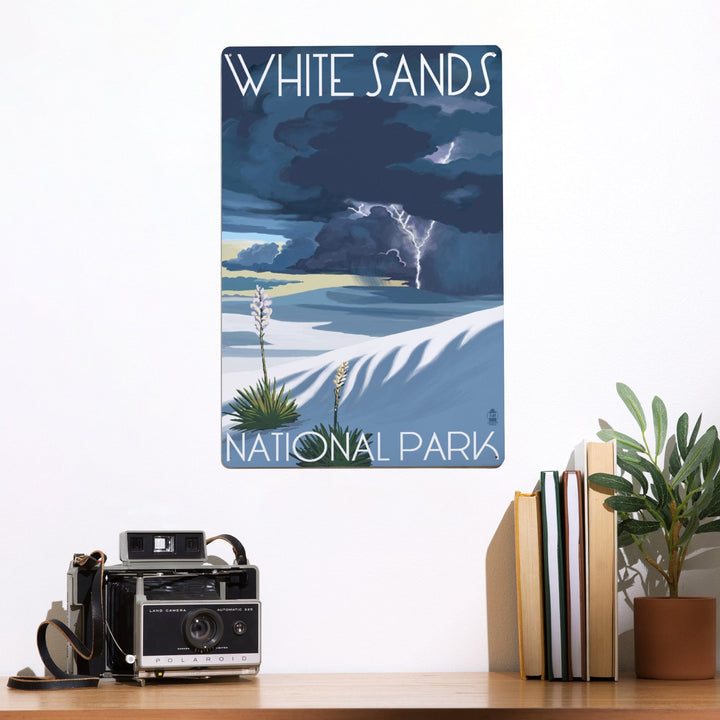 White Sands National Park, New Mexico, Lightning Storm, Metal Signs Metal Lantern Press 