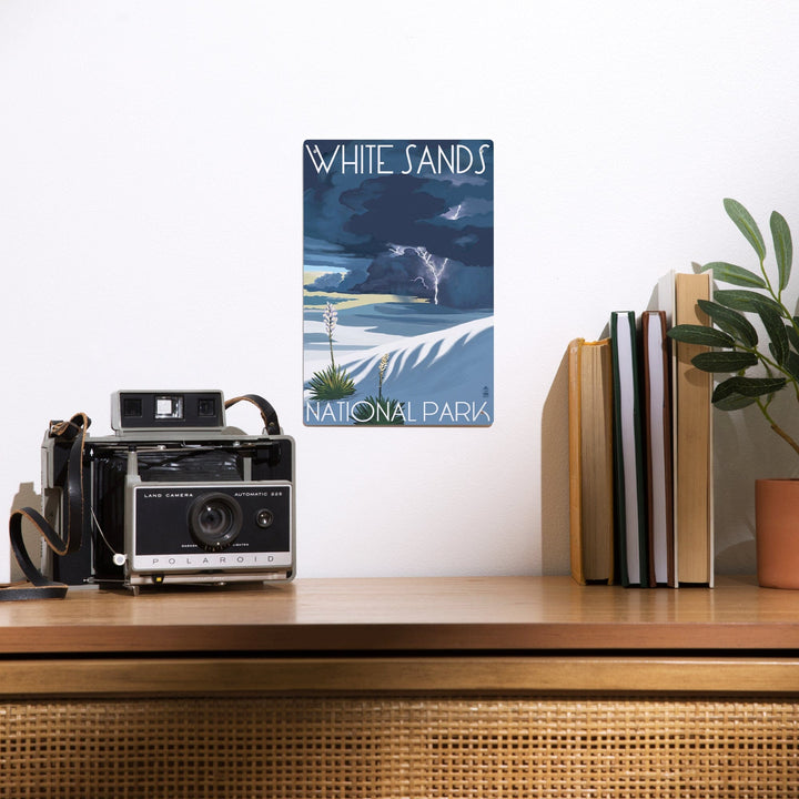 White Sands National Park, New Mexico, Lightning Storm, Metal Signs Metal Lantern Press 