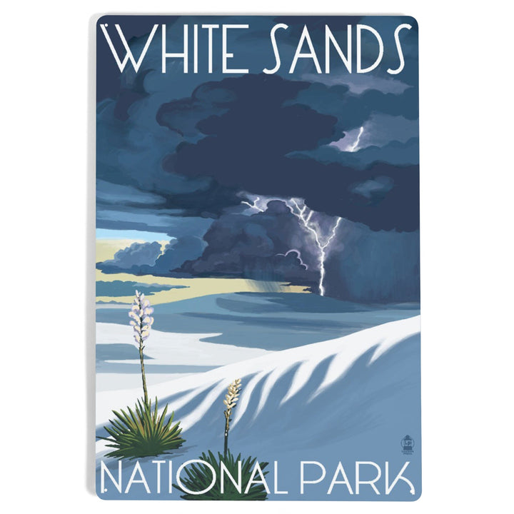 White Sands National Park, New Mexico, Lightning Storm, Metal Signs Metal Lantern Press 