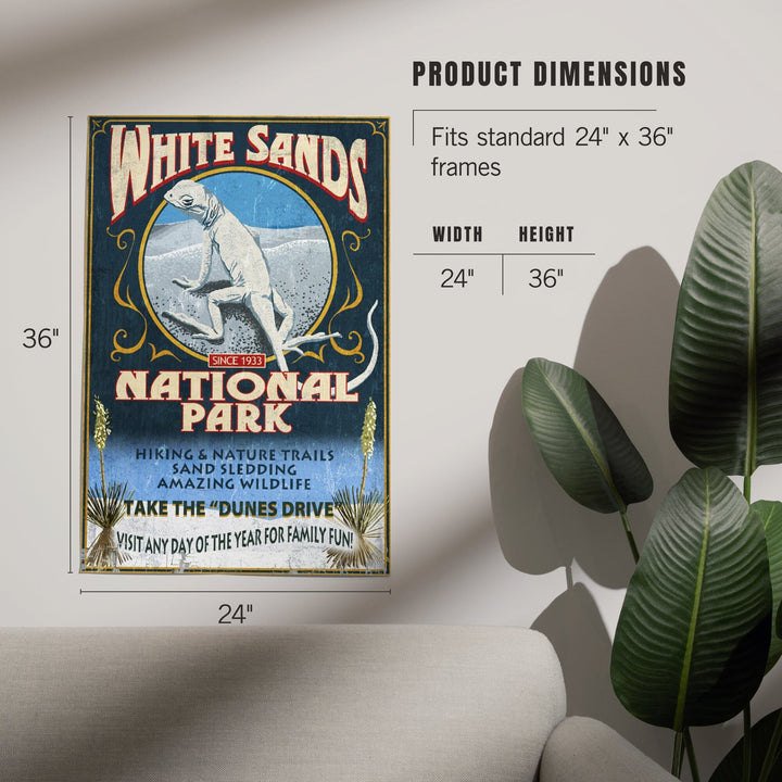 White Sands National Park, New Mexico, Lizard Vintage Sign, Art & Giclee Prints Art Lantern Press 