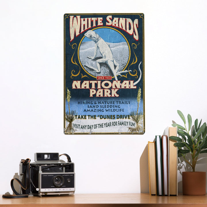 White Sands National Park, New Mexico, Lizard Vintage Sign, Metal Signs Metal Lantern Press 