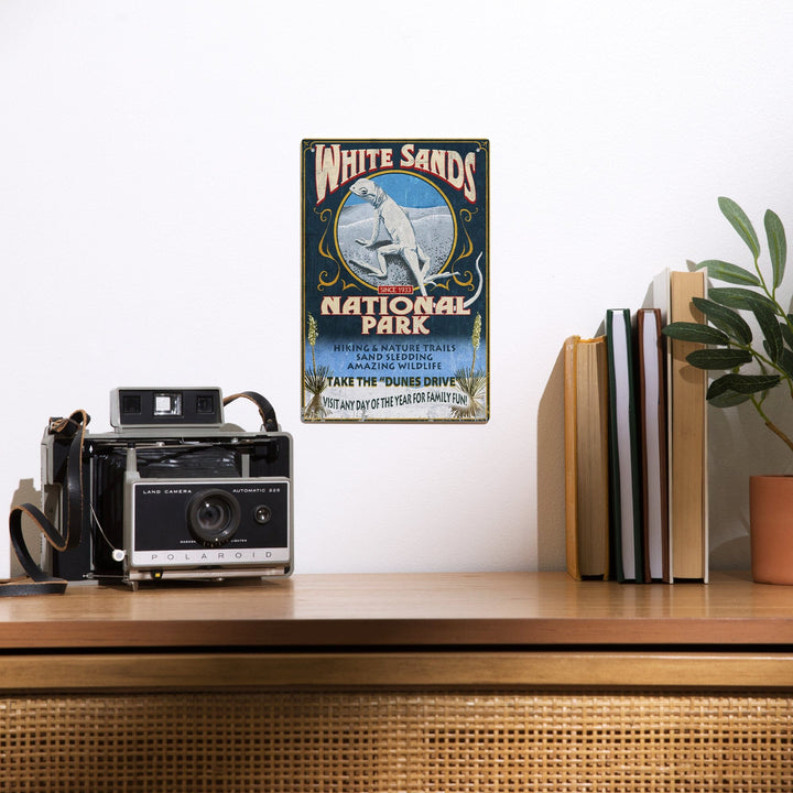 White Sands National Park, New Mexico, Lizard Vintage Sign, Metal Signs Metal Lantern Press 