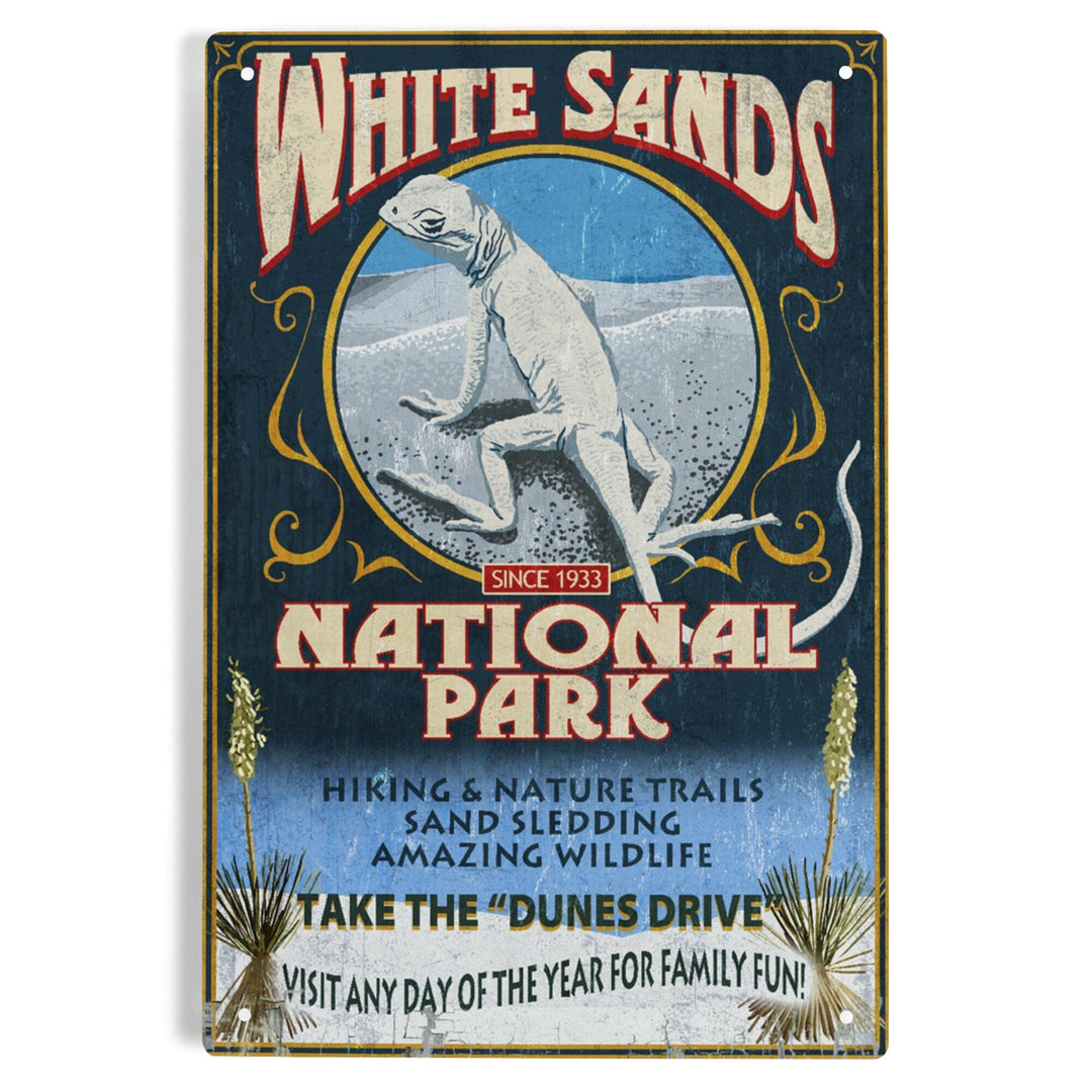 White Sands National Park, New Mexico, Lizard Vintage Sign, Metal Signs Metal Lantern Press 