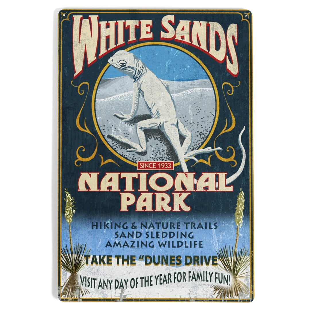 White Sands National Park, New Mexico, Lizard Vintage Sign, Metal Signs Metal Lantern Press 