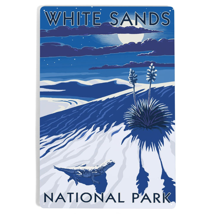 White Sands National Park, New Mexico, Night Scene, Metal Signs Metal Lantern Press 