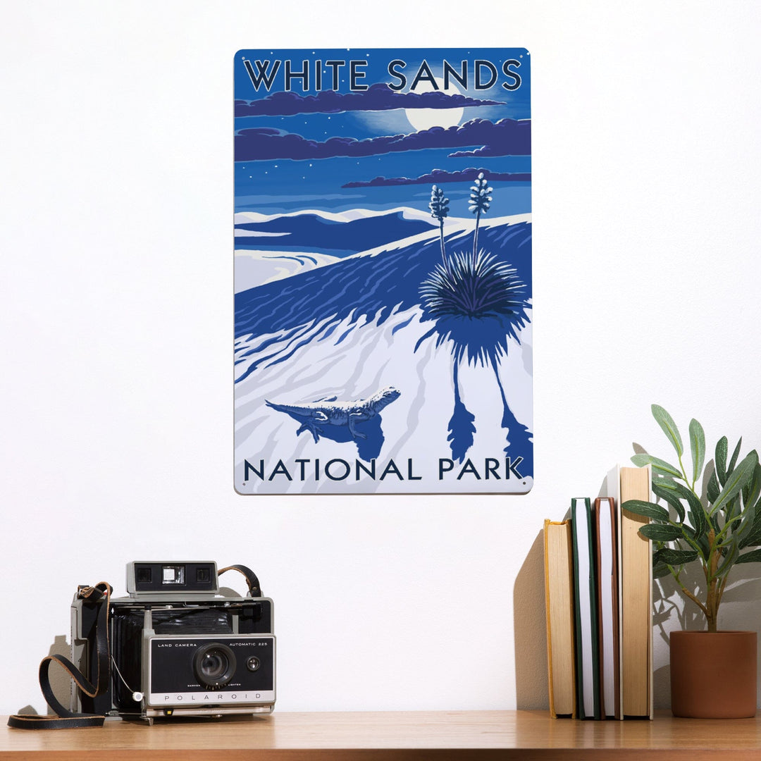 White Sands National Park, New Mexico, Night Scene, Metal Signs Metal Lantern Press 