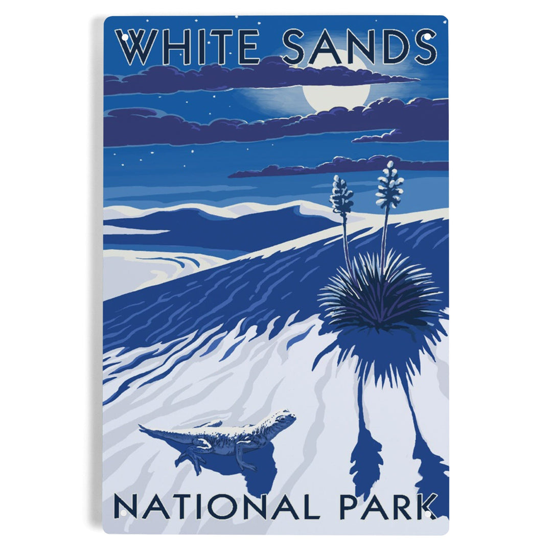 White Sands National Park, New Mexico, Night Scene, Metal Signs Metal Lantern Press 