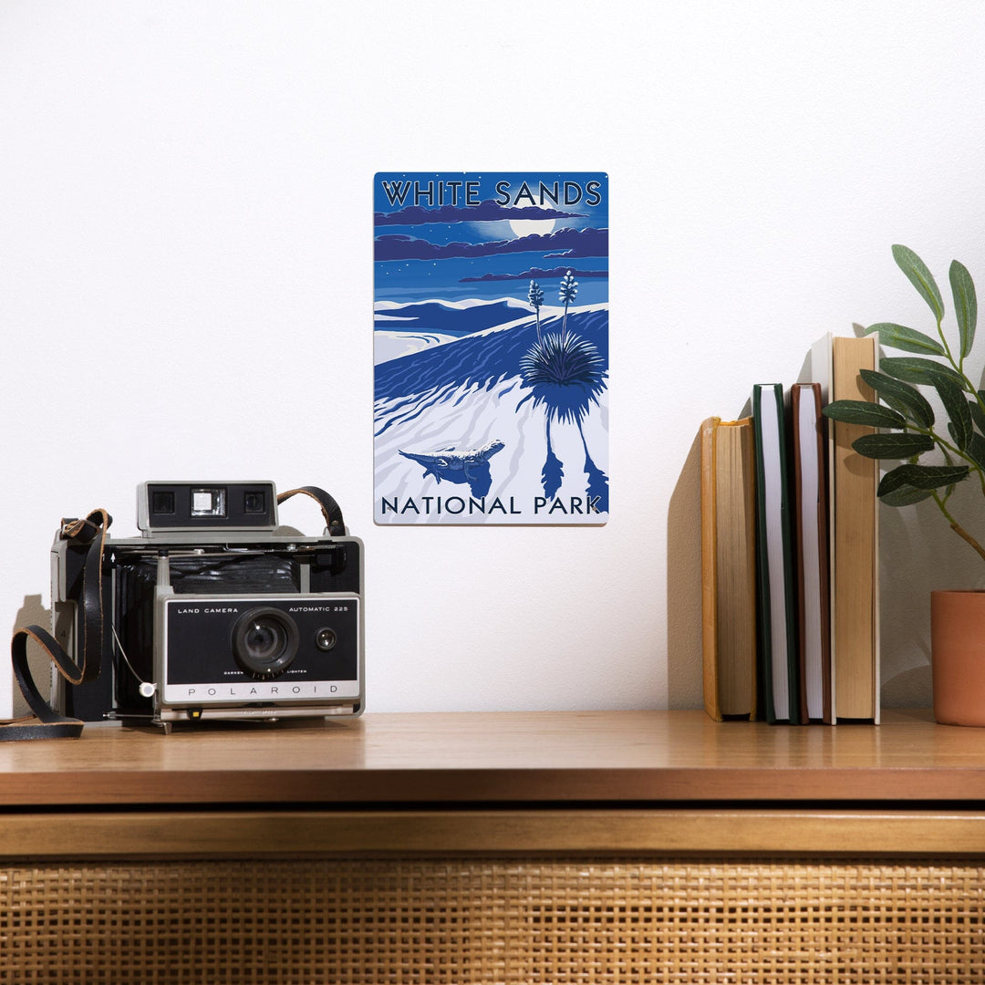 White Sands National Park, New Mexico, Night Scene, Metal Signs Metal Lantern Press 