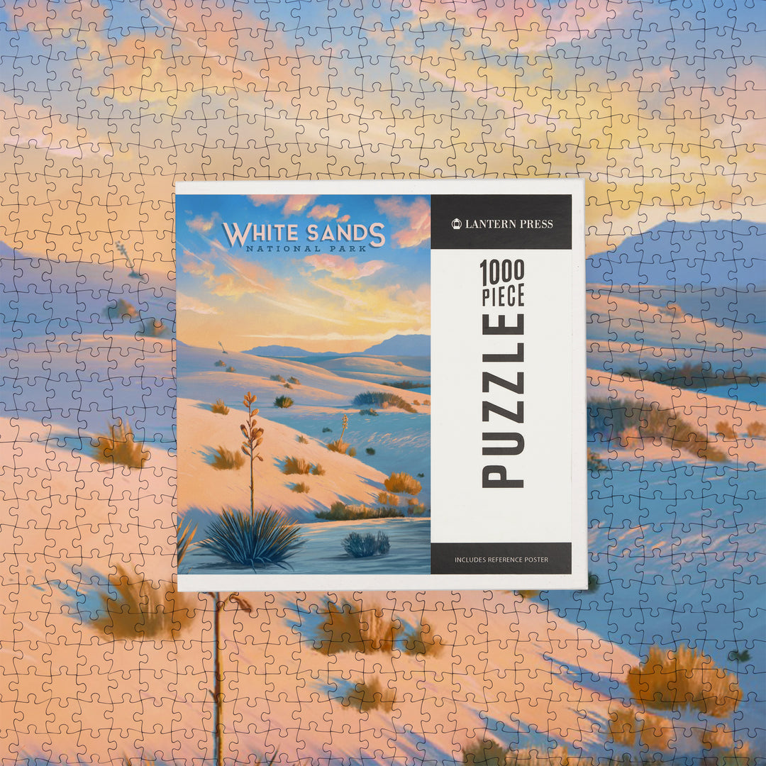 White Sands National Park, New Mexico, Oil Painting, Jigsaw Puzzle Puzzle Lantern Press 