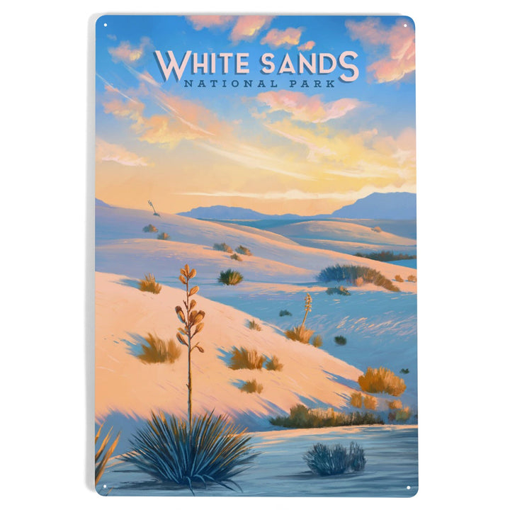 White Sands National Park, New Mexico, Oil Painting, Metal Signs Metal Lantern Press 