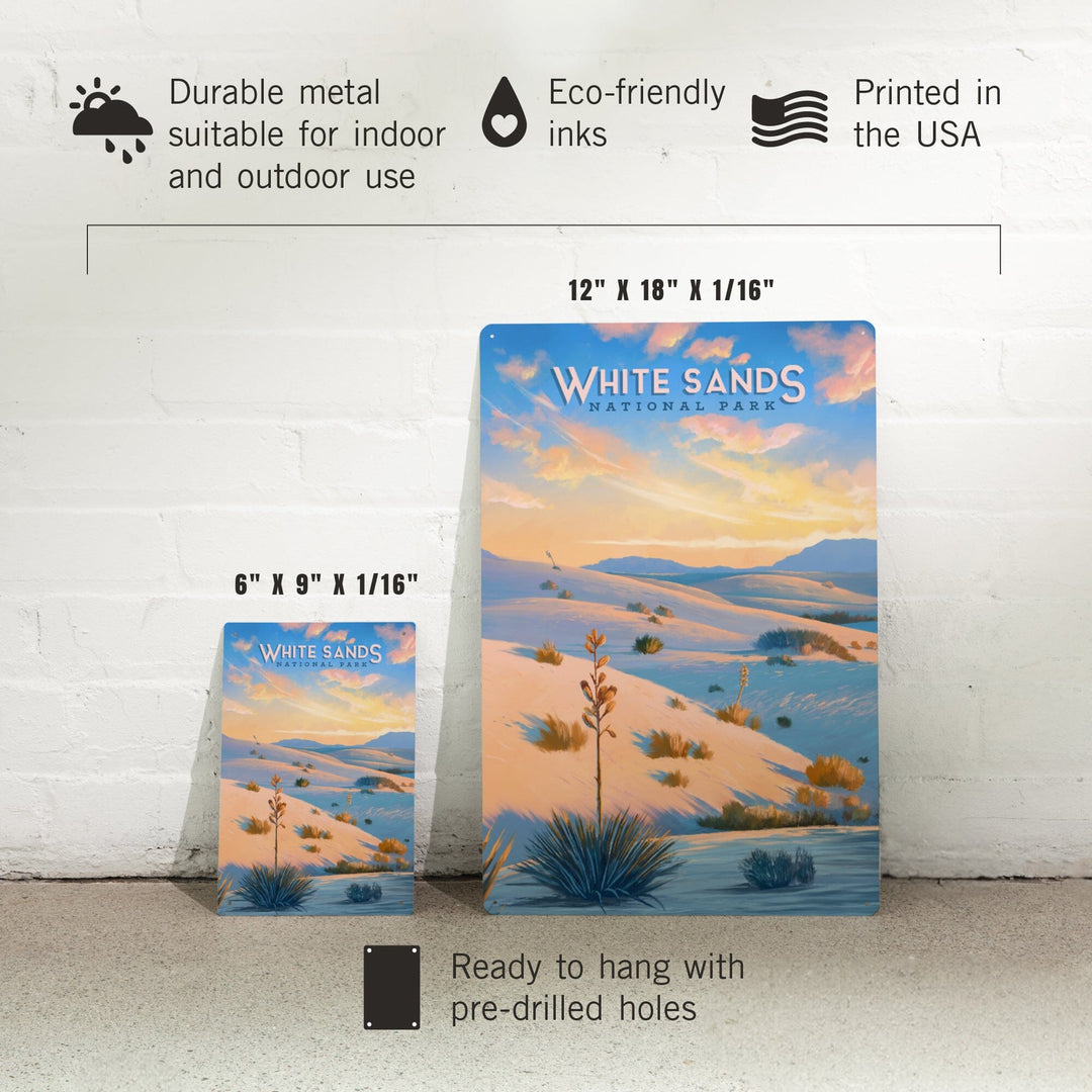 White Sands National Park, New Mexico, Oil Painting, Metal Signs Metal Lantern Press 