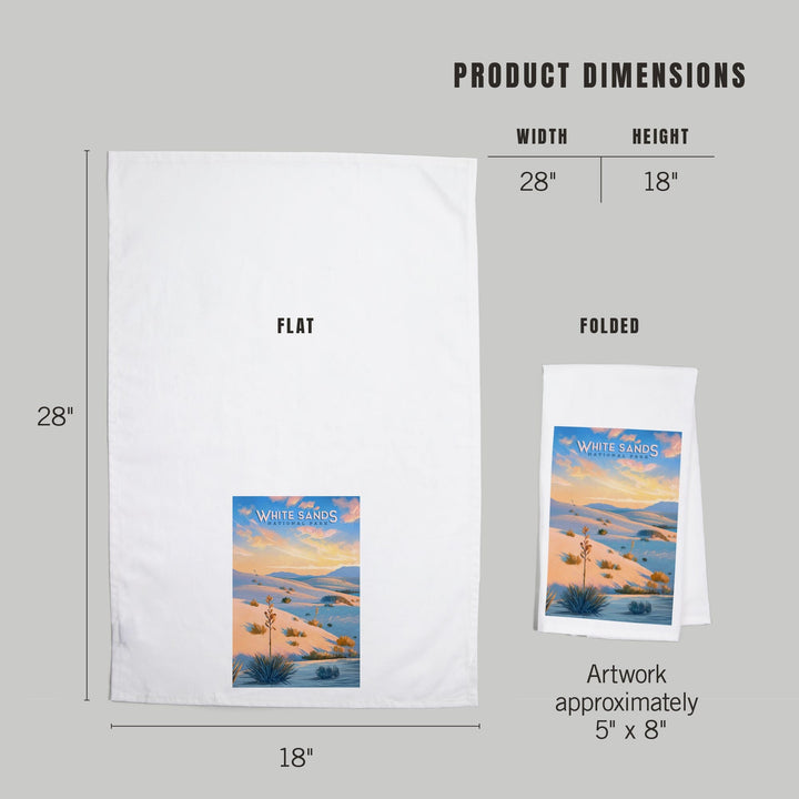 White Sands National Park, New Mexico, Oil Painting, Organic Cotton Kitchen Tea Towels Kitchen Lantern Press 