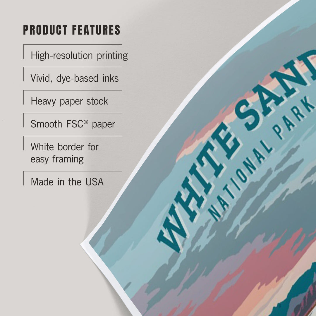 White Sands National Park, New Mexico, Painterly National Park Series, Art & Giclee Prints Art Lantern Press 