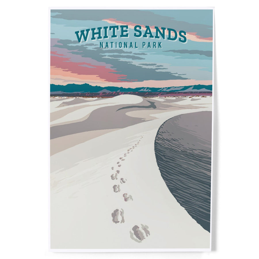White Sands National Park, New Mexico, Painterly National Park Series, Art & Giclee Prints Art Lantern Press 