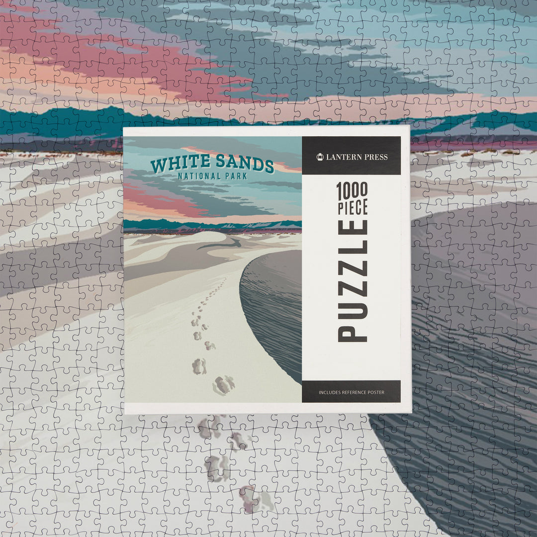 White Sands National Park, New Mexico, Painterly National Park Series, Jigsaw Puzzle Puzzle Lantern Press 